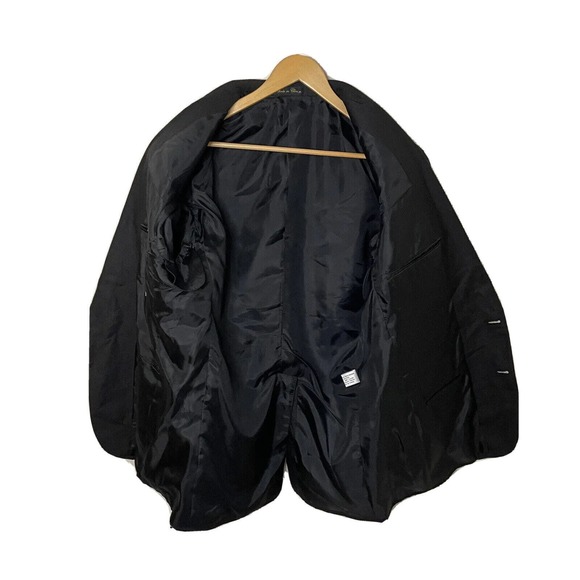 VINTAGE Guy Laroche Paris Black Men’s Linen Blend Blazer Jacket Sz 40R (42R) - Picture 5 of 16